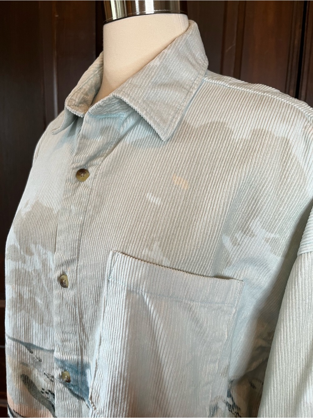 BDG Urban Outfitters Mountain Landscape Corduroy Shirt Western Long Sleeve Sz L - Picture 9 of 13
